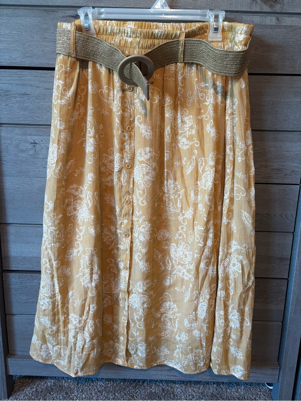Angels Floral Button-Front Midi Skirt with Belt